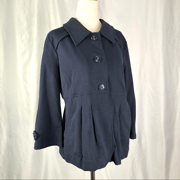 Motto jersey jacket peplum flounce navy retro M - Picture 7 of 7